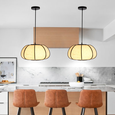 Soft Pumpkin-shaped Drum Round Fabric Pendant Light
