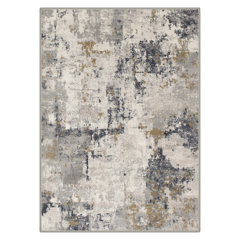 Mignone Abstract Modern Machine Washable Stonewash Indoor Area Rug With Non-Slip Backing, Rectangle 8' x 10'