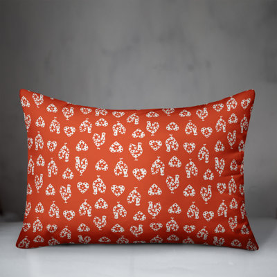 Rooster Toile Reversible Throw Pillow