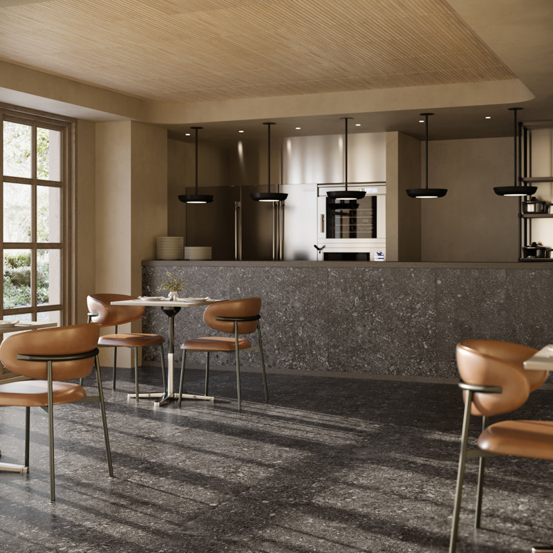 Rizo 48x48 Matte Terrazzo Look Porcelain Tile, Charcoal