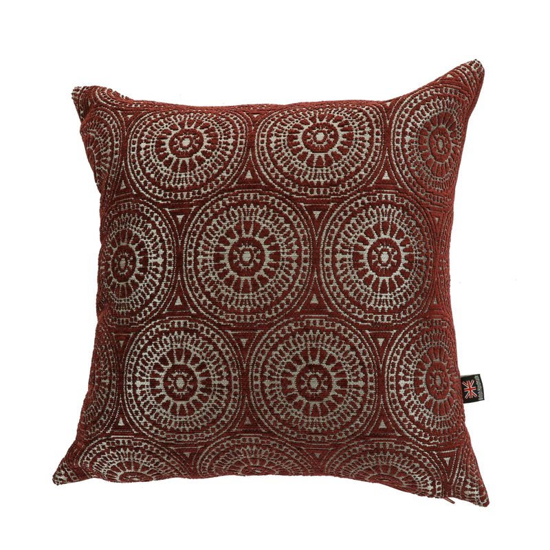 Chilton Geometric Square Cushion, Large, Burgundy