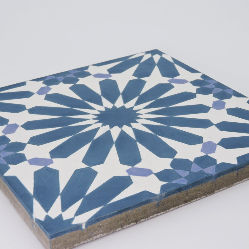 Alhambra 8" x 8" Cement Singular Wall and Floor Tile, Marine