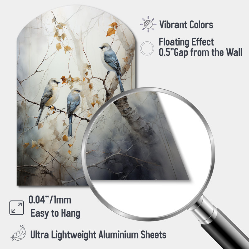 «Bird Silent Watcher II», impression d'art mural en métal asymétrique, H 43 po x l 33 po