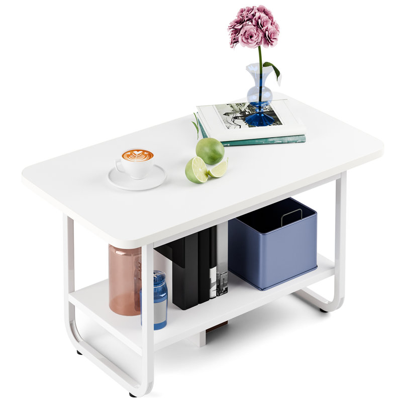 Coffee Table,Coffee Table with Storage Shelf,Double Layer Coffee Table with Stable Base