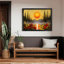 «Moonlit Pine Forest», encadré noir, pleine lune, peinture de champ de fleurs sauvages, art mural paysage nature Moody Mystical