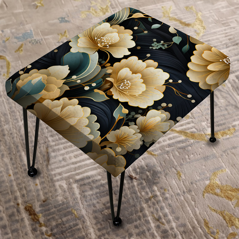 Blue And Beige Paisley Flowers Elegance I - Paisley Rectangle Ottoman