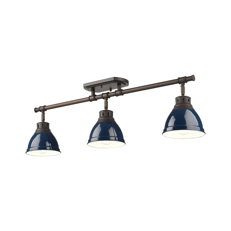 Bryannah 3-Light Semi-Flush - Track Light, Matte Navy, Rubbed Bronze