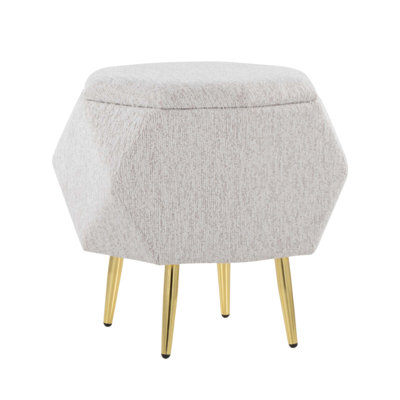 Stylish Metal And Fabric Ottoman With Removable Lid For Storage, Perfect For Modern Interiors And Multi-Purpose Use
