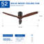 52" yuhao farmhouse rustic ceiling fan without light - matte black with solid wood blade