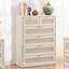 Commode en rotin de 104 cm (41 pouces) à 6 tiroirs avec poignées en métal doré, style bohème et plateau à bords arrondis-1407762568