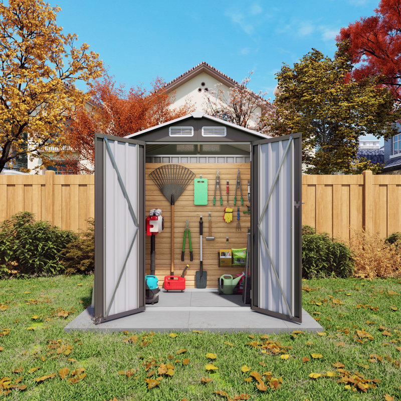 5X3 Ft Metal Outdoor Storage Shed, Tool Shed With Peaked Roof Waterproof, Lockable Door Compact Metal Tool Shed For Garden, Backyard, Patio, Sundries And Bike Storage, Gray