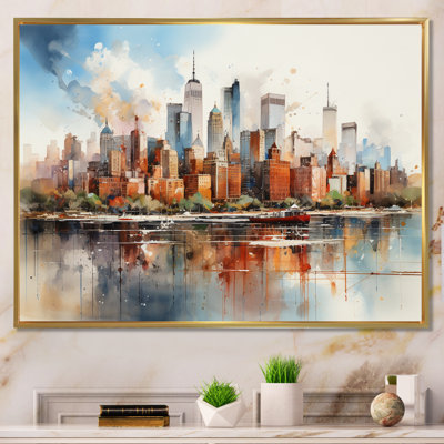 Dreamy New York, paysage rétro, aquarelle - décoration murale New York