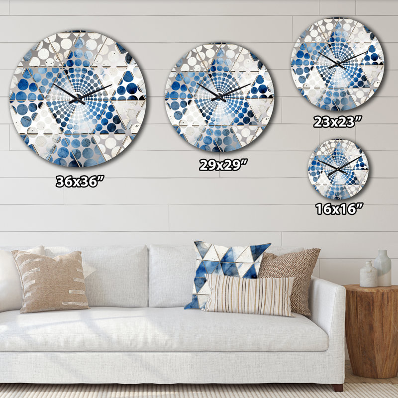 Rustic Cobalt Triangle Symphony - Horloge murale géométrique, Petit