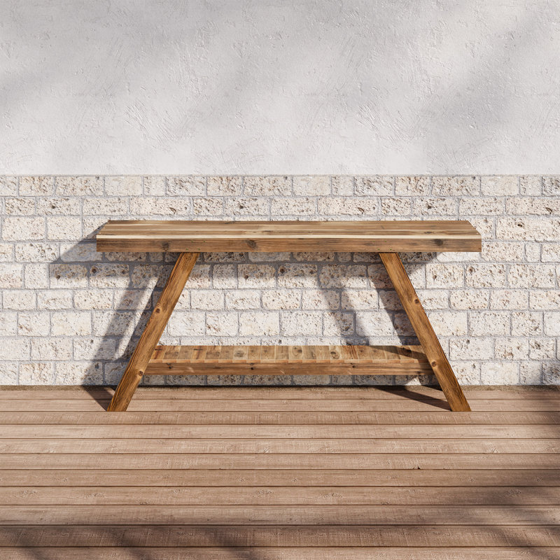 60" Naturally Weathered Reclaimed Solid Wood Console Table, Brown
