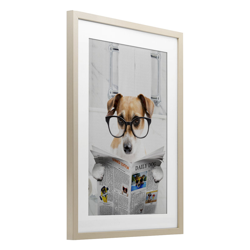 «Hound concentration bain humour», impression sous verre, conception de Jesse Keith, Cadre de récolte en pin