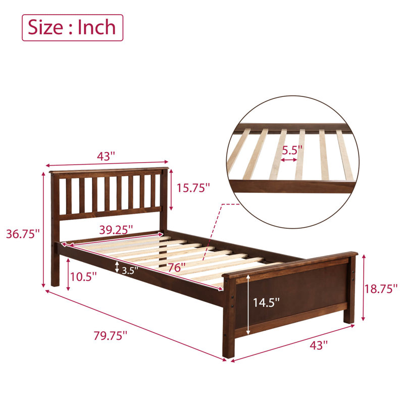 Lit plateforme simple Casetta par Harriet Bee, Noyer