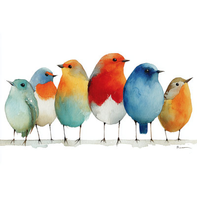 «Watercolor Birds on a Wire», art mural sur toile tendue