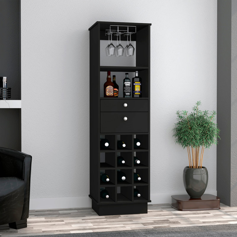 Armoire de bar 12 tablettes 2 tiroirs 12 bouteilles