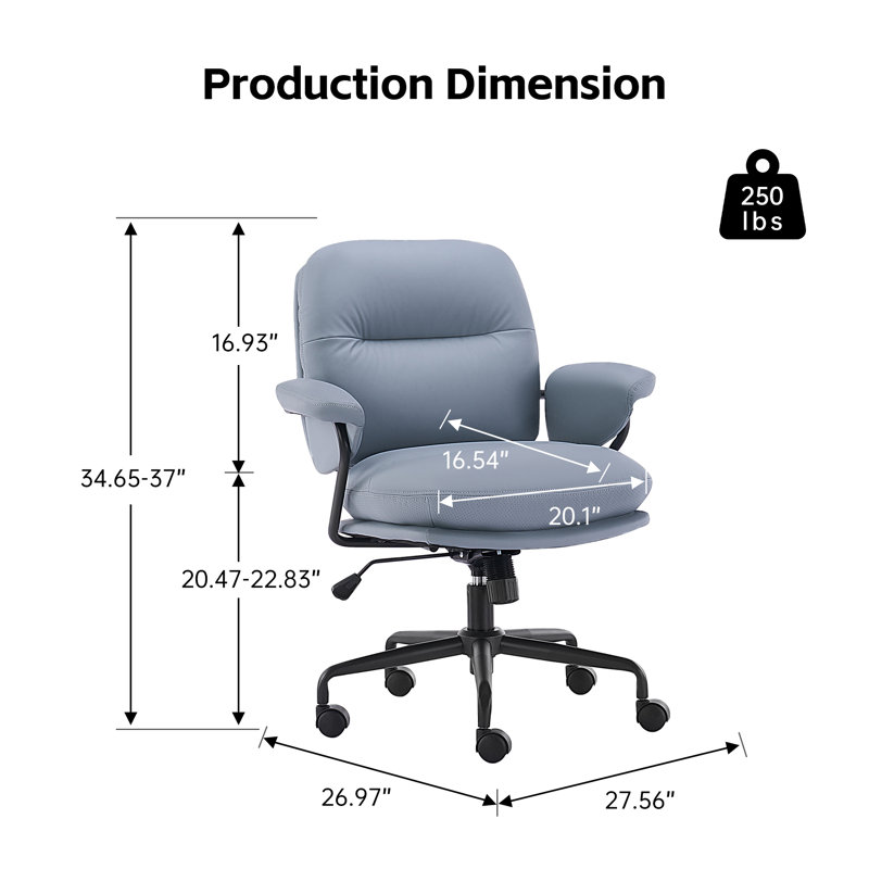 Hickson Swivel Tilting Faux leather Upholstered office chair with Lumbar Support, Sage