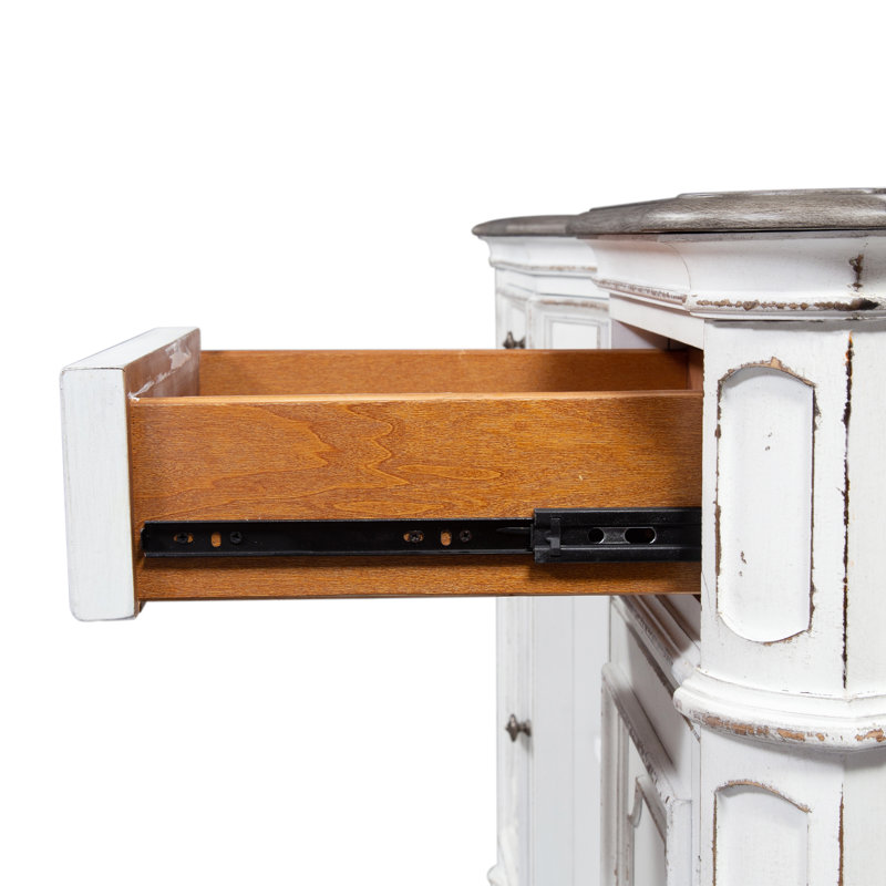 White Traditional Mirrored Server with Oak and Birch Veneers