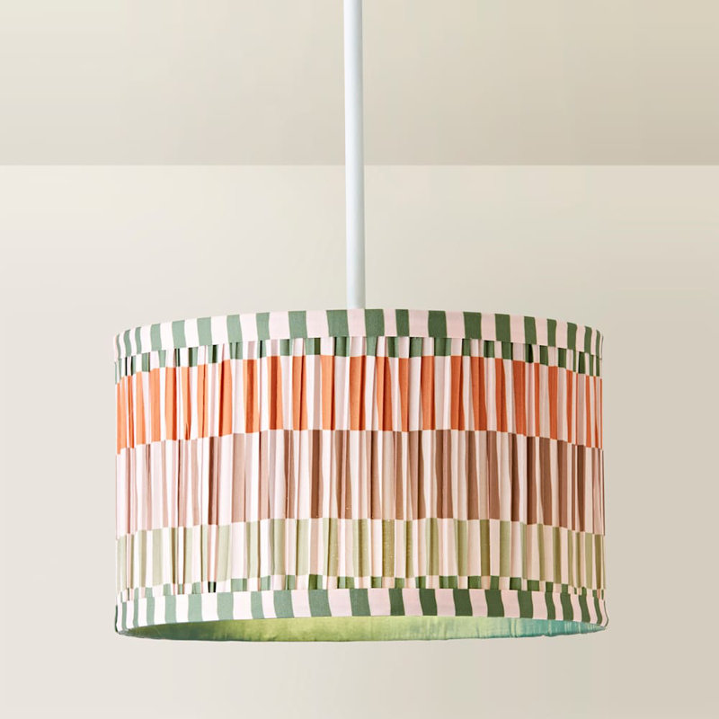 Sulai Drum Cotton Blend Lamp Shade ( Slip-On ) in Cream and Red, Black