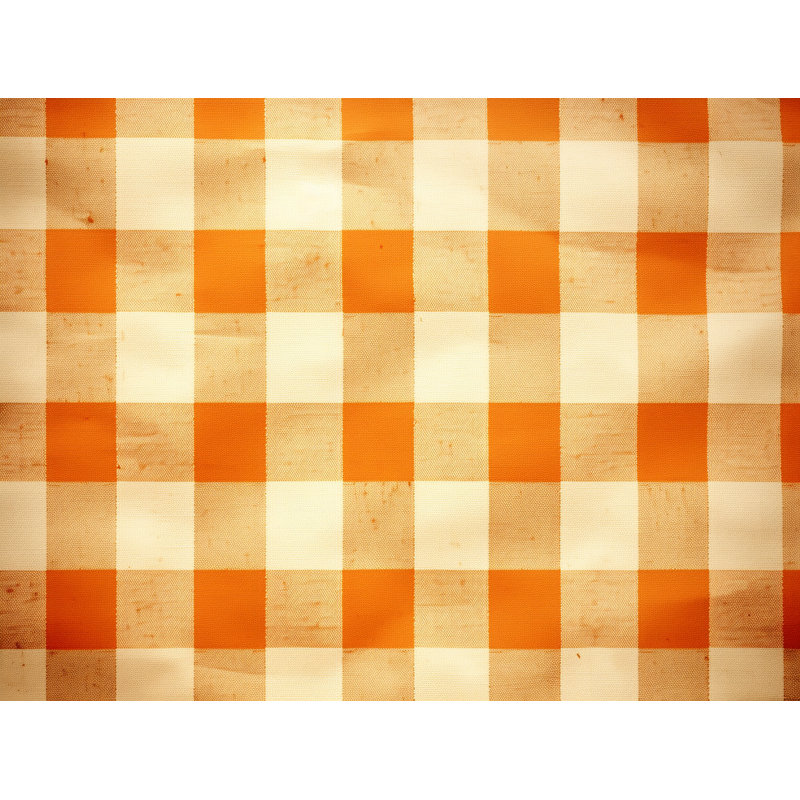 Machine Printed Comforter, King Comforter, Orange/Beige Gingham