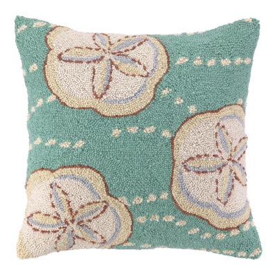 Sand Dollar Wool Hook Coastal Throw Pillow - 18" Square