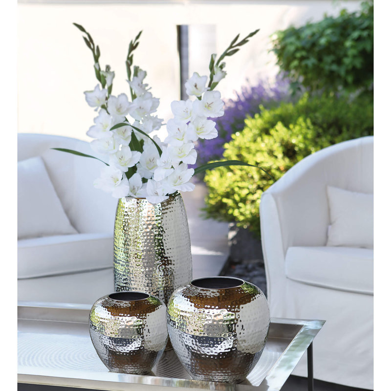 Africa Handmade Metal Floor Vase, Hammered, 40cm H x 21cm W x 21cm D