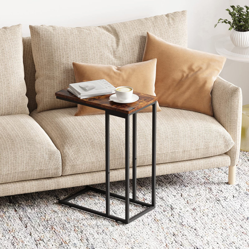 Addora Sofa Side Table C-Shaped End Table, Rustic Brown