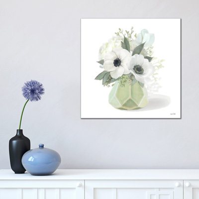 Posies In Green by House Fenway - Wrapped Canvas Print