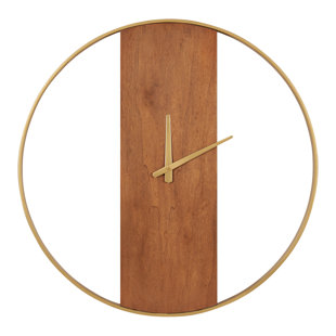 Brielle Wall Clock Black Iron | Brown Wood
