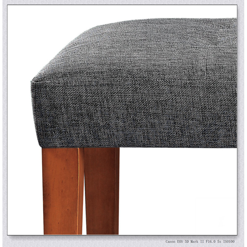 Banc Charla en tissu et finition chêne Design simple, confortable et durable, banc multifonctionnel