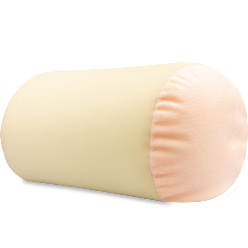 Microbead Bolster Neck Roll Pillow, Off White Cream