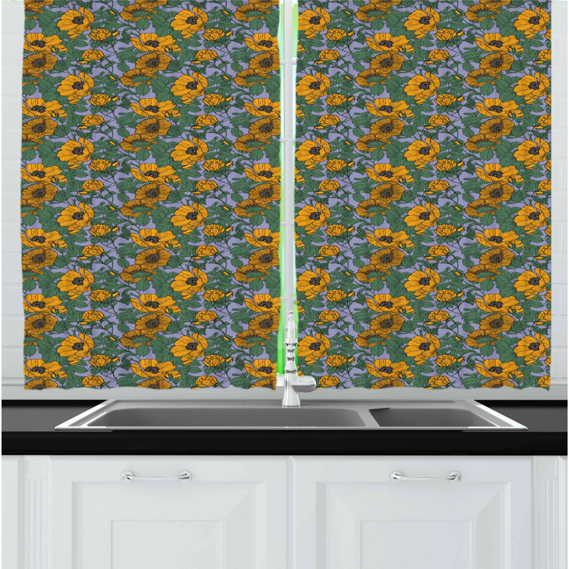 Floral Tailored Kitchen Curtain