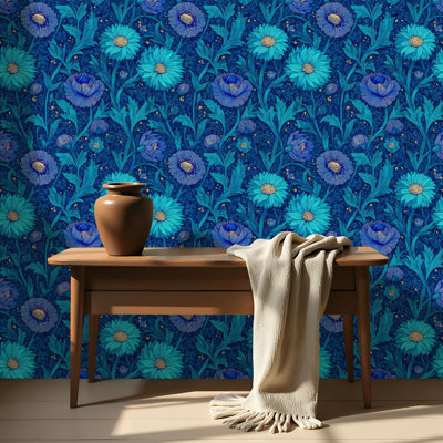Peel and Stick Wallpaper Contact Paper Seamless Midnight Floral Botanical Vine Self Adhesive and Removable 17.7in x 118in(45x300cm)