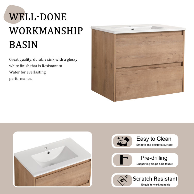 Meuble-lavabo simple 24 po avec comptoir en céramique