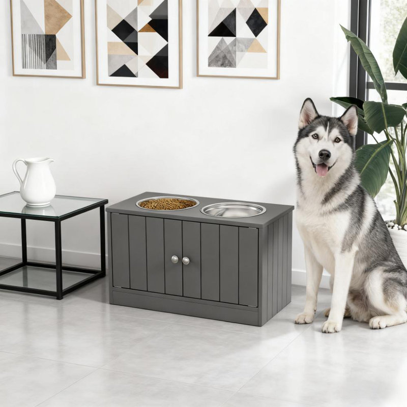 Bols pour chien surélevés avec armoire de rangement pour grande capacité