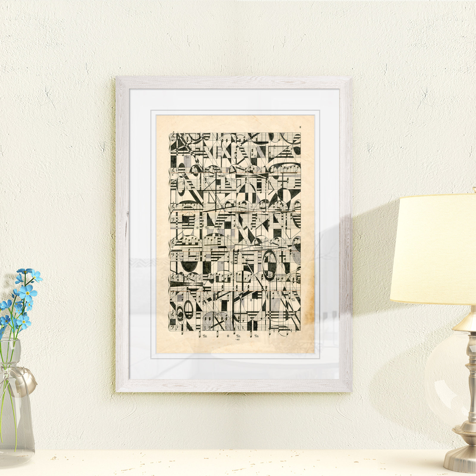 Graphic Notes Painting by Paul Cezanne, 38" H x 28" W x 1.25" D, White Framed Print