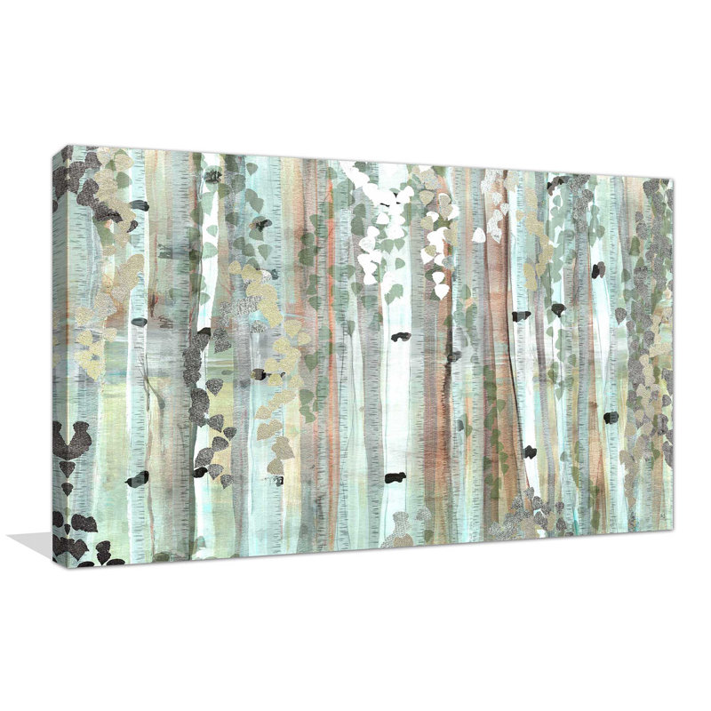 Spring Birch Meadow par - Peinture, Toile tendue, H 24 po x l 40 po x P 1,5 po