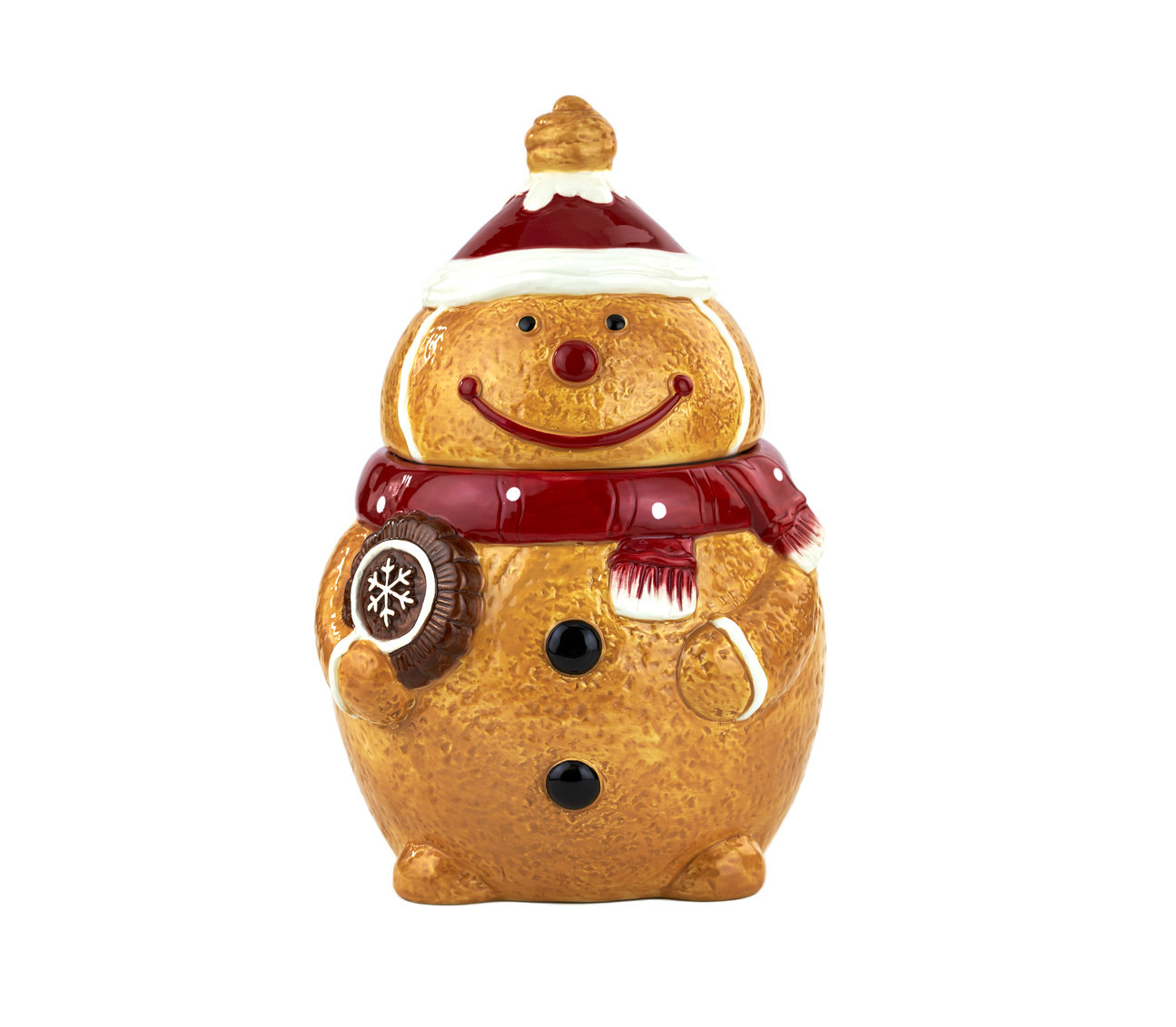 Holiday Time Gingerbread Man Large Cookie Jar, Earthenware Ceramic, Multi  Color