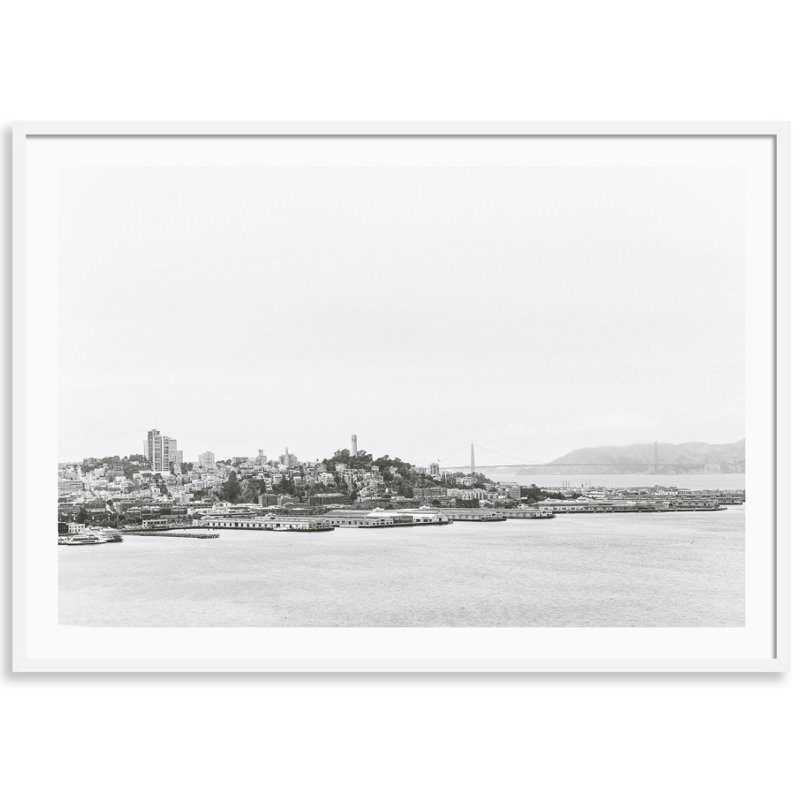 San Francisco Bay Print by Carly Tabak, White Wood, 36" W x 26" H