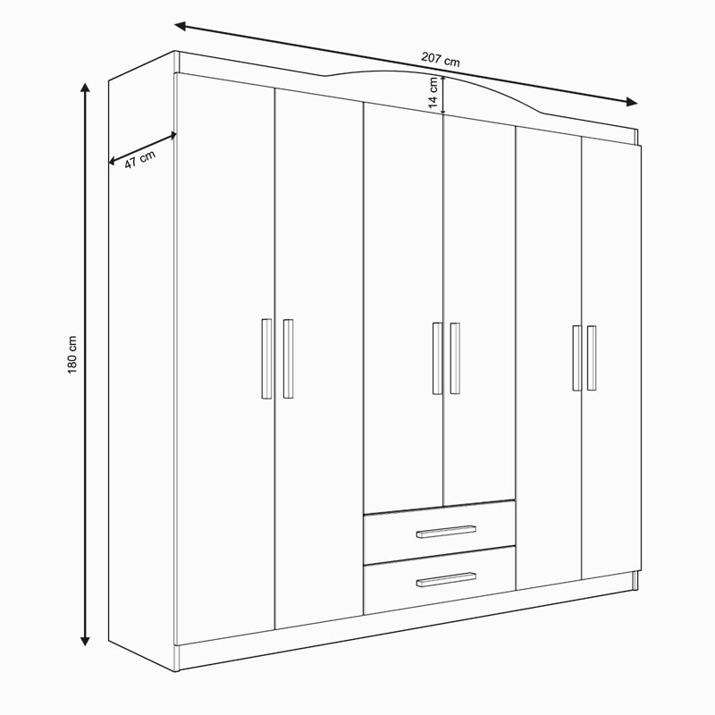 Golub 6 Door Manufactured Wood Wardrobe