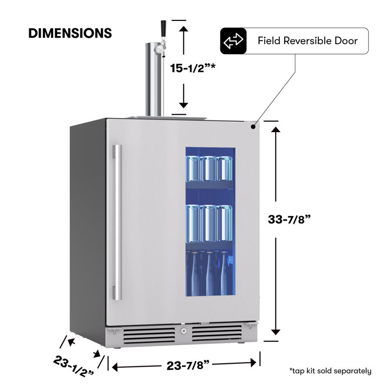 Presrv 5.6 cu. ft. Freestanding Kegerator with Door Lock and Adjustable Temperature
