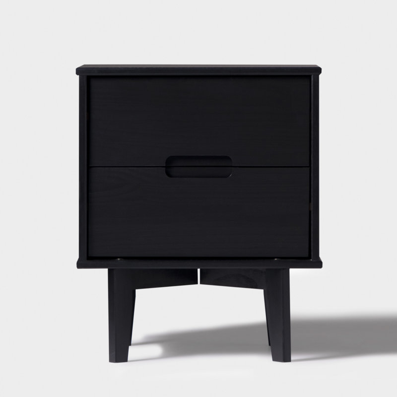 Ulti Solid Wood Bedside Table, Black