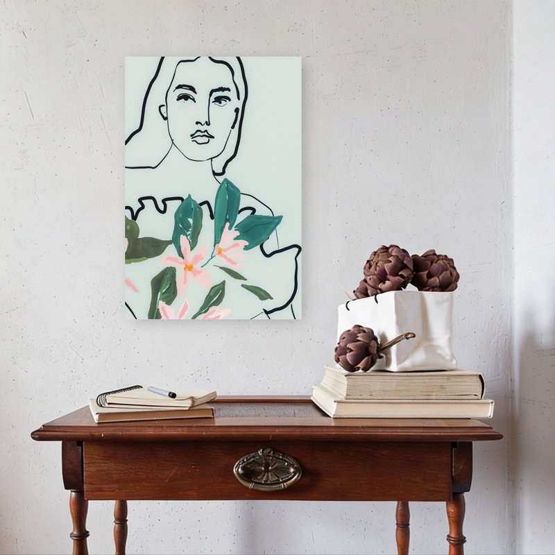 Portrait, art contemporain abstrait rose, 24" H x 16" W
