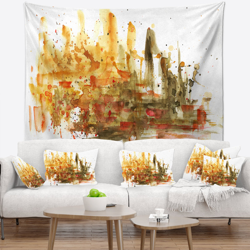 Composition abstraite art tapisserie, H 68 po x l 80 po