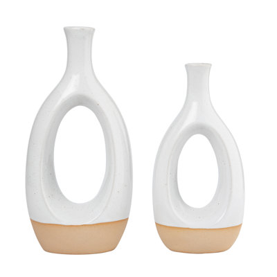 Ensemble de 2 vases creux blancs en céramique 12,25 po