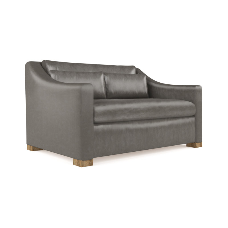 Causeuse Crosby, Ponce rétro en cuir, H 32,5 po x l 60 po x P 43 po, Ébène