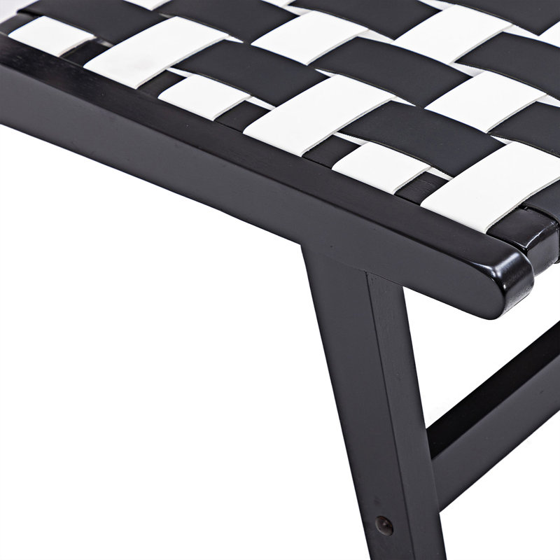 Chaise d'appoint large Drumack 26,18 po, Similicuir noir / blanc, Noir