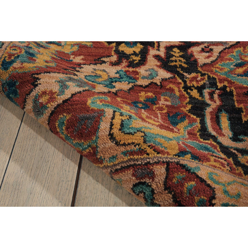 Tapis oriental rouge rouille, Rond 5 pi